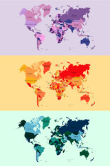 Colorful wold map with countries vector illustration 
