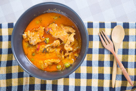 Thai red chili Panang curry with pork