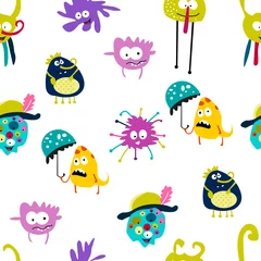 Door stickers Monsters Seamless pattern. cute monsters. Set. illustration vector