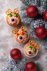 Christmas cupcake in shape of deer or bear