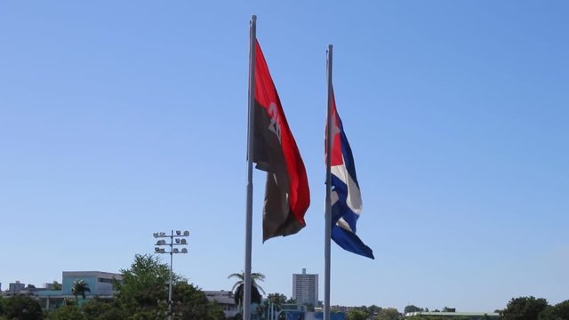 Santiago de Cuba / Cuba - October 31: 2018. Falg of Cuba in Santiago de Cuba, Cuba
