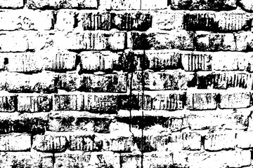 Grunge old brick texture. Vector black and white illustration