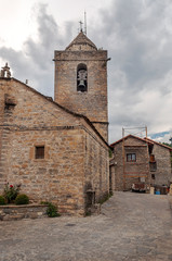 Fototapeta na wymiar Village with stone houses in the Pyrenees mountains