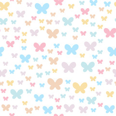 Delicate colors are well suited for children's parties and things. Seamless background with butterflies.