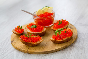 Naklejka na ściany i meble Red caviar, fresh delicacy
