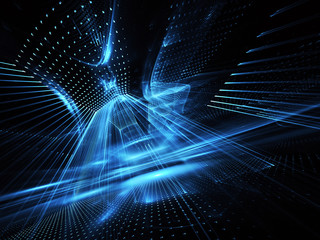 Abstract 3D fractal background, texture. Virtual Neon City