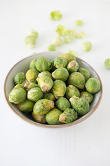 Season for fresh bio brussels sprouts, winter vegetables