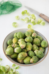 Season for fresh bio brussels sprouts, winter vegetables