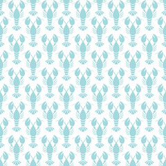 Retro Lobster Seamless Pattern Turquoise