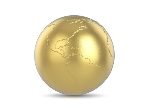 Gold world globe
