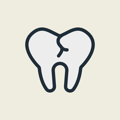 Tooth Caries Flat Line Stroke Icon Pictogram