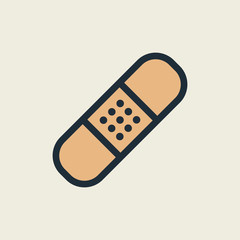 Band Aid Bandage Plaster Flat Line Stroke Icon Pictogram