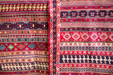 Colorful traditional georgian carpets in Tbilisi