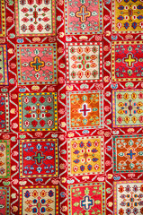 Colorful traditional georgian carpet closeup  in Tbilisi, Georgia