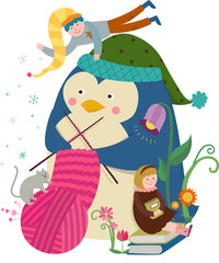 Obraz na płótnie Canvas Knitting Penguin