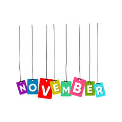 Obraz na płótnie Canvas November hanging words vector, colourful words vector