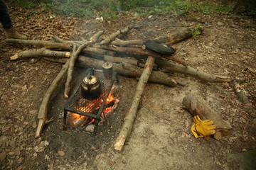 coffee in the fireplace