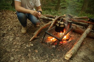 coffee in the fireplace