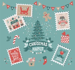 Merry Christmas and Happy New Year vector design