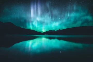 Fotobehang Noorderlicht Noorderlicht in de Canadese Rockies, Jasper