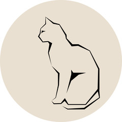Grey silhouette of cat dark wild vector