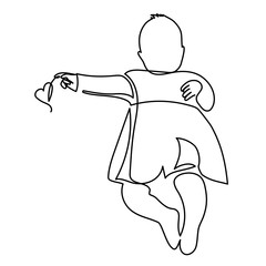 continuous line drawing of A cute baby is lying on the white background