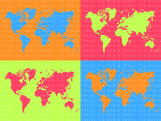 Colorful poster world map vector 