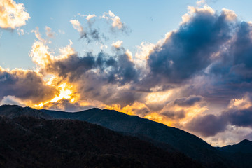 夕方の中禅寺湖の山々　Sunset in Nikko, Japan