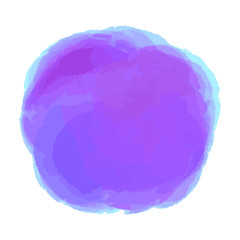 Hand drawn watercolor spot on isolated white. Colored aquarelle blotch. Watercolour splotch. Paint and ink smudges. Bright blur stain. Trendy label brush stroke background