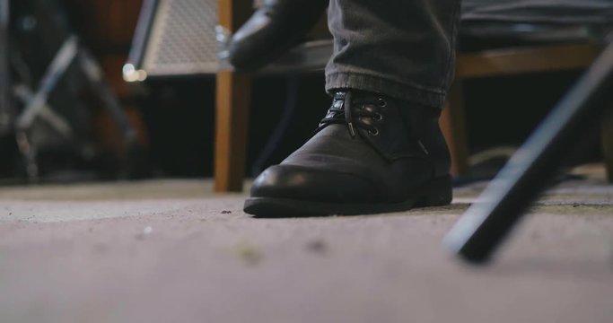 Close up of musician foot beating out the time