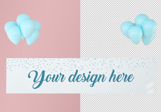 Horizontal Banner with Balloons Mockup