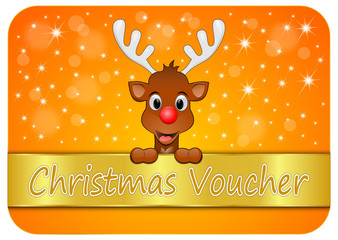 Christmas voucher with Reindeer - illustration