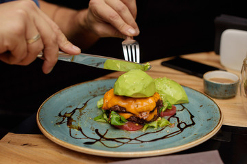 Burger with avocado