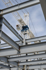 Crane command center along with iron girders. Up above you can control where exactly each iron girder will be placed