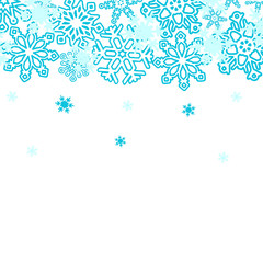 Winter background with various snowflakes. Vector graphic pattern.