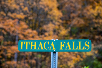 Ithaca Falls in the Finger Lakes region, Ithaca, New York. This is the last and largest of several waterfalls on Fall Creek.