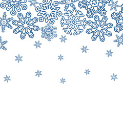 Winter background with various snowflakes. Vector graphic pattern.