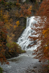 Ithaca Falls in the Finger Lakes region, Ithaca, New York. This is the last and largest of several waterfalls on Fall Creek.