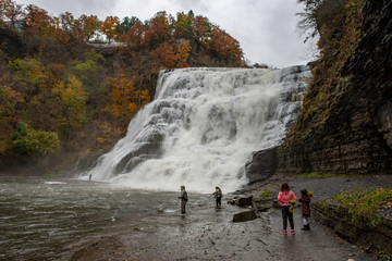 Ithaca Falls in the Finger Lakes region, Ithaca, New York. This is the last and largest of several waterfalls on Fall Creek.