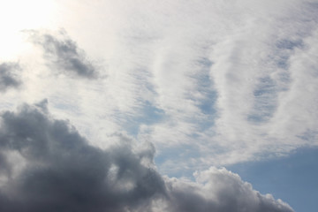 Grey over white clouds formation composition different types sun overcast moving fast