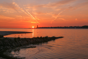 romantic sunset by the sea 