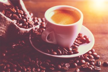 Cup of Coffee and Coffee Beans