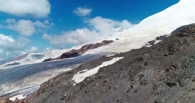 Aerial View. The Thawing Glaciers Of Elbrus region Caucasus