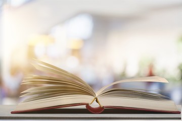 Open book on   table,close up