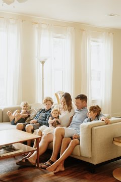 Candid Family Scene In A Living Room