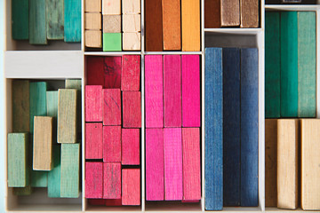 Vintage wooden cuisenaire maths rods