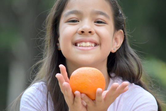 Smiling Petite Girl With Food