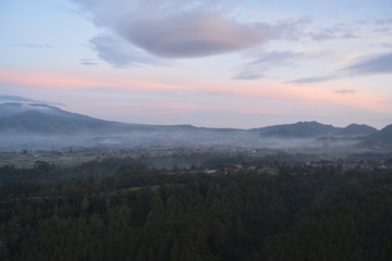 natural scenery, sunset in the mountains with sky clouds