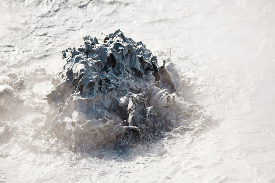 splashing mud in geothermal area in Iceland