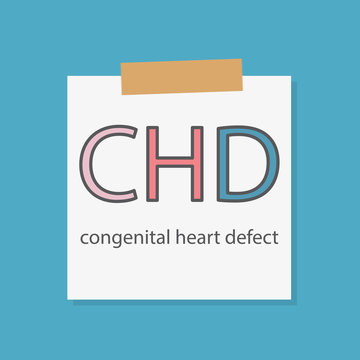 CHD Congenital heart defect written in a notebook paper- vector illustration